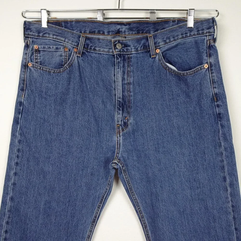 Levi's 505 Straight Leg Jeans Men's Size 42x32 Blue Denim Cotton
